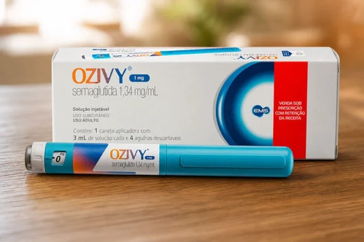 Ozivy é a primeira caneta de semaglutida sintética aprovada no Brasil pela Anvisa | Divulgação/EMS